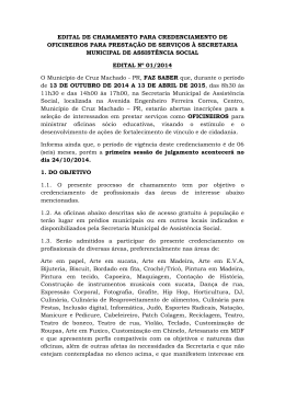 EDITAL DE CHAMAMENTO PARA CREDENCIAMENTO DE