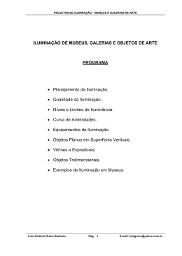 ILUMINA&Ccedil;&Atilde;O DE MUSEUS, GALERIAS E OBJETOS DE