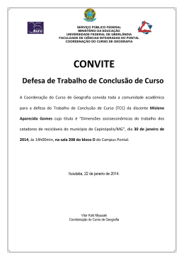 CONVITE - Faculdade de Ciências Integradas do Pontal