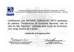 Certificamos que ANTONIO GONCALVES NETO participou
