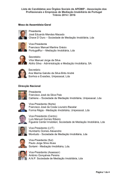 Lista de Candidatos aos Órgãos Sociais da APEMIP