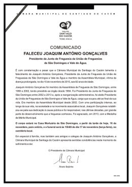 Comunicado emitido pela CMSC - Junta de Freguesia de Santo André