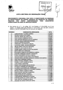Procedimento Concursal com vista &agrave; constitui&ccedil;&atilde;o de reservas de