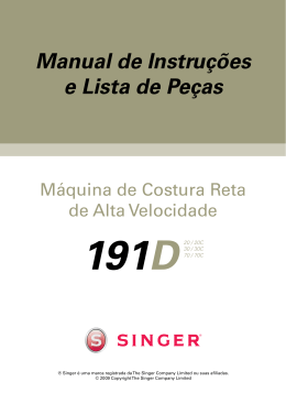 Singer 191D Reta | Manual de Instru&ccedil;&otilde;es e Lista de Pe&ccedil;as
