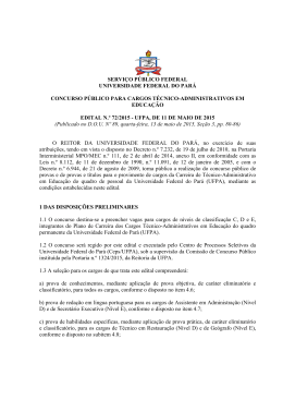 Edital n&ordm; 72/2015 - Ceps - Universidade Federal do Par&aacute;