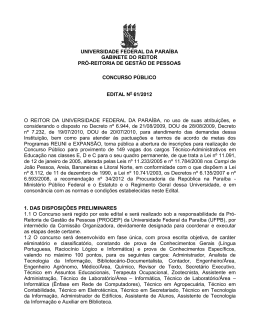 149 vagas - Universidade Federal da Paraíba