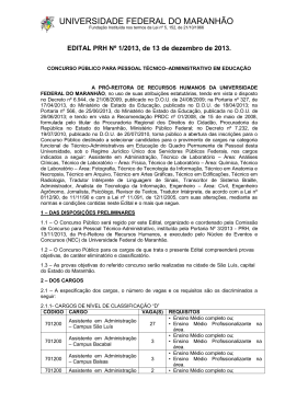 Edital - Concursos.ufma.br - Universidade Federal do Maranh&atilde;o