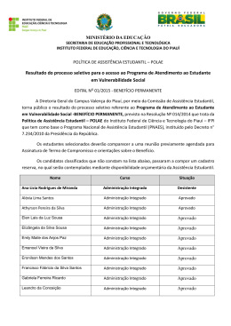 Resultado preliminar - Instituto Federal de Educa&ccedil;&atilde;o, Ci&ecirc;ncia e