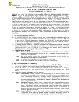 EDITAL N&ordm;. 046, DE 29 DE OUTUBRO DE 2013 CONCURSO