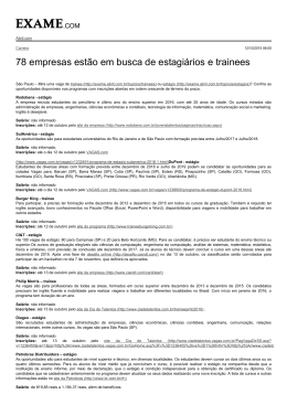 78 empresas est&atilde;o em busca de estagi&aacute;rios e trainees