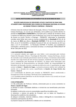 EDITAL INSTITUCIONAL DE EXTENS&Atilde;O N&deg; 30 , DE 26 DE