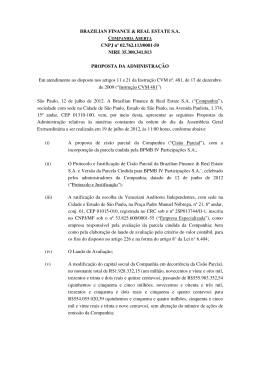 Proposta da Administra&ccedil;&atilde;o - BFRE - Brazilian Finance e Real Estate