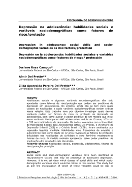 Depress&atilde;o na adolesc&ecirc;ncia: habilidades sociais e vari&aacute;veis