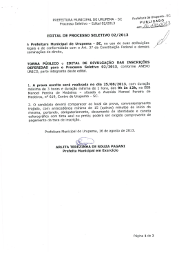 processo seletivo 002/2013 - Prefeitura municipal de urupema