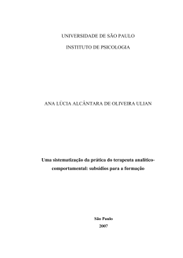 Uma sistematização da prática do terapeuta analítico