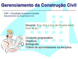 Docente: Eng. Ana Lúcia de Oliveira Daré, Prof