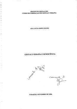 Gestalt terapia e senesc&ecirc;ncia