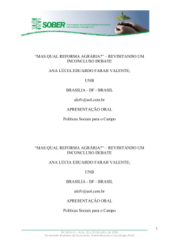 &ldquo;MAS QUAL REFORMA AGR&Aacute;RIA?&rdquo; &ndash; REVISITANDO UM