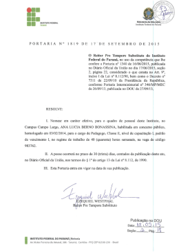 PORTARIA N° 1819 DE 17`DE SETEMBRO DE 2015 O Reitor