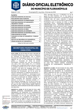 DI&Aacute;RIO OFICIAL ELETR&Ocirc;NICO - Prefeitura Municipal de Florian&oacute;polis