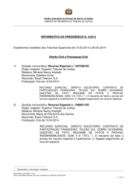 INFORMATIVO DA PRESID&Ecirc;NCIA N. 4/2014 Expedientes recebidos