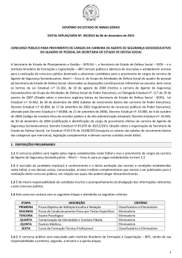 GOVERNO DO ESTADO DE MINAS GERAIS EDITAL