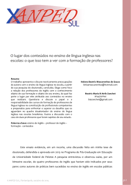 O lugar dos conteúdos no ensino de língua inglesa