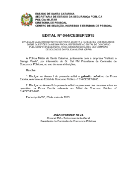 EDITAL N&ordm; 044/CESIEP/2015 - Pol&iacute;cia Militar de Santa Catarina