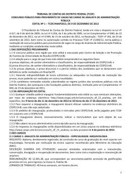 Edital - CESPE / UnB - Universidade de Bras&iacute;lia