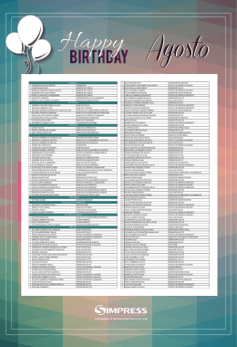 Aniversariantes de Agosto de 2015