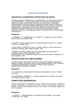 Ementas das disciplinas - P&oacute;s-Gradua&ccedil;&atilde;o em Ci&ecirc;ncia da Computa&ccedil;&atilde;o