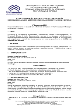 Edital - Programa de P&oacute;s-Gradua&ccedil;&atilde;o em Modelagem Computacional