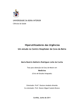 Hiperutilizadores das Urg&ecirc;ncias - Faculdade de Ci&ecirc;ncias da Sa&uacute;de