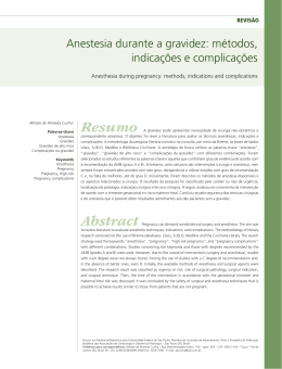 Anestesia durante a gravidez: m&eacute;todos, indica&ccedil;&otilde;es e complica&ccedil;&otilde;es