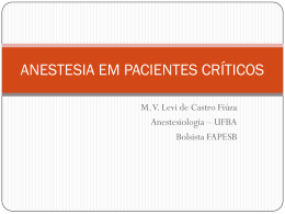ANESTESIA EM PACIENTES CR&Iacute;TICOS