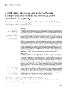consulta pr&eacute;-anest&eacute;sica - Sociedade Brasileira de Cirurgia Pl&aacute;stica