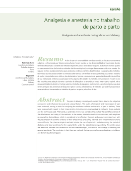 Analgesia e anestesia no trabalho de parto e parto