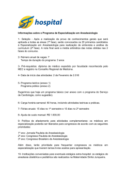 Anestesiologia - S&atilde;o Francisco