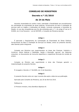 Decreto n&ordm; 15/2010 de 24 de Maio
