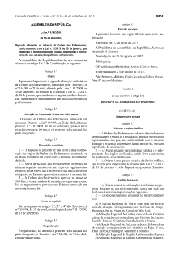 Lei n.&ordm; 156/2015 - Ordem dos Enfermeiros