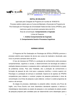 1 EDITAL DE SELE&Ccedil;&Atilde;O (aprovado pelo Colegiado do Programa
