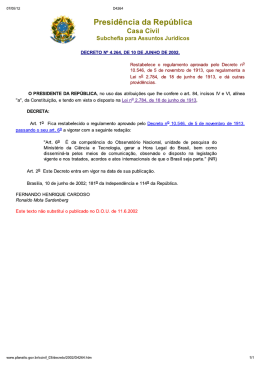 Restabelece o regulamento aprovado pelo