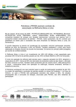 Petrobras e PDVSA assinam contrato de associação na