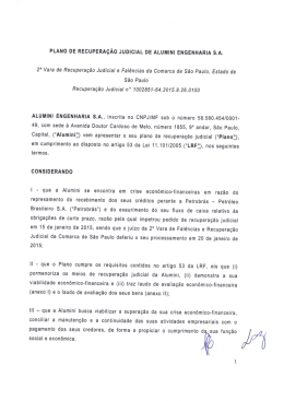 plano de recupera&ccedil;&atilde;o judicial de alumini engenharia sa