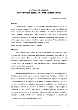 PO&Eacute;TICAS DO ARQUIVO: DISPOSITIVOS DE COLE&Ccedil;&Atilde;O NA ARTE