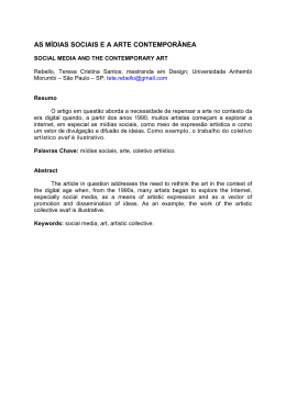 AS M&Iacute;DIAS SOCIAIS E A ARTE CONTEMPOR&Acirc;NEA SOCIAL MEDIA