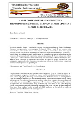 a arte contempor&acirc;nea na perspectiva psicopedag&oacute;gica