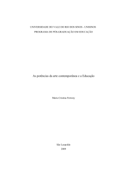 As pot&ecirc;ncias da arte contempor&acirc;nea e a Educa&ccedil;&atilde;o