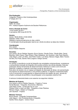 P&oacute;s-Gradua&ccedil;&atilde;o Fotografia, Projecto e Arte Contempor&acirc;nea P&oacute;s