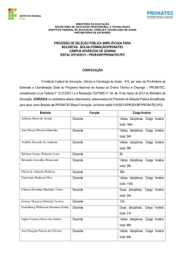 Processo de sele&ccedil;&atilde;o p&uacute;blica simplificada PRONATEC